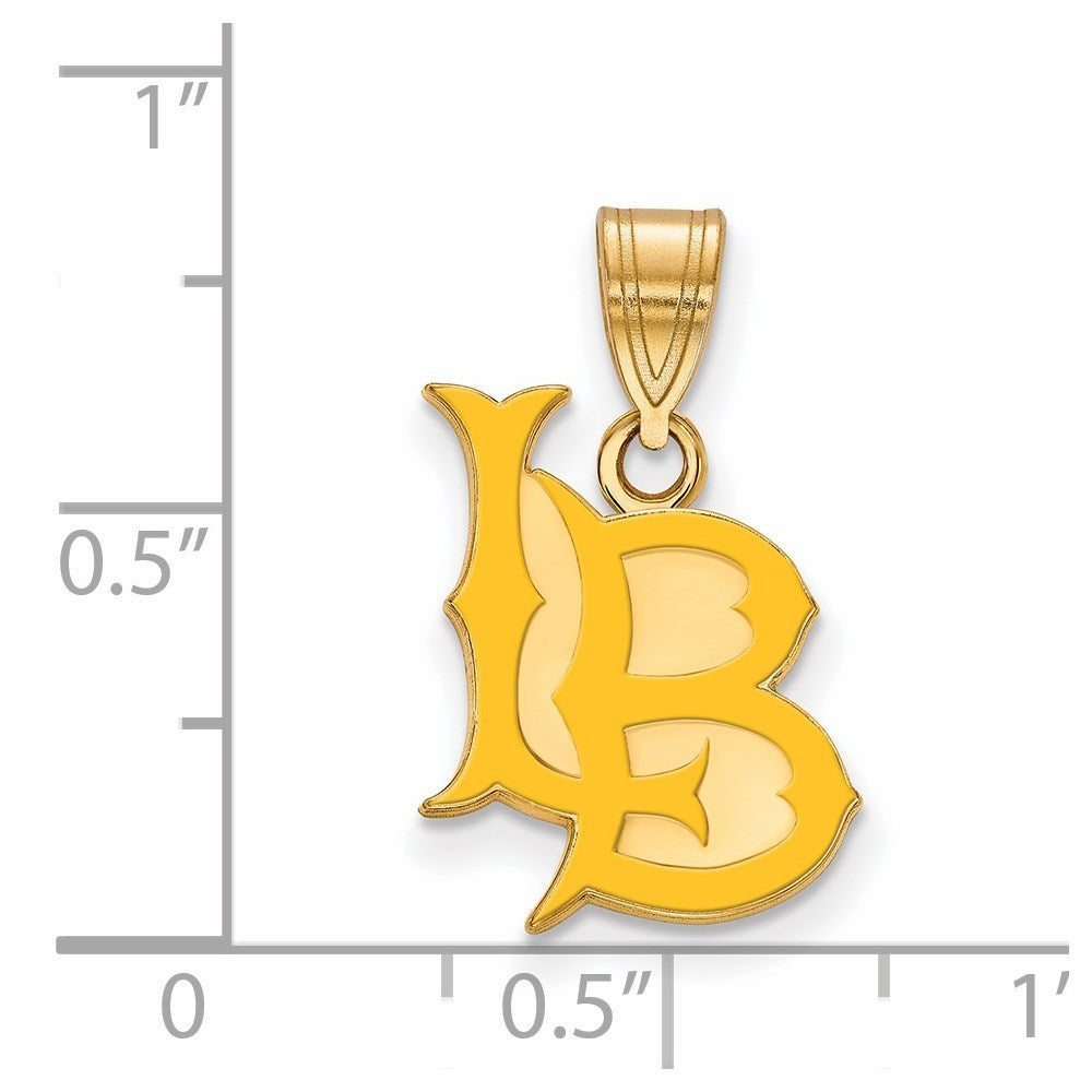 Sterling Silver Gold-plated LogoArt California State University Long Beach L-B Medium Enameled Pendant