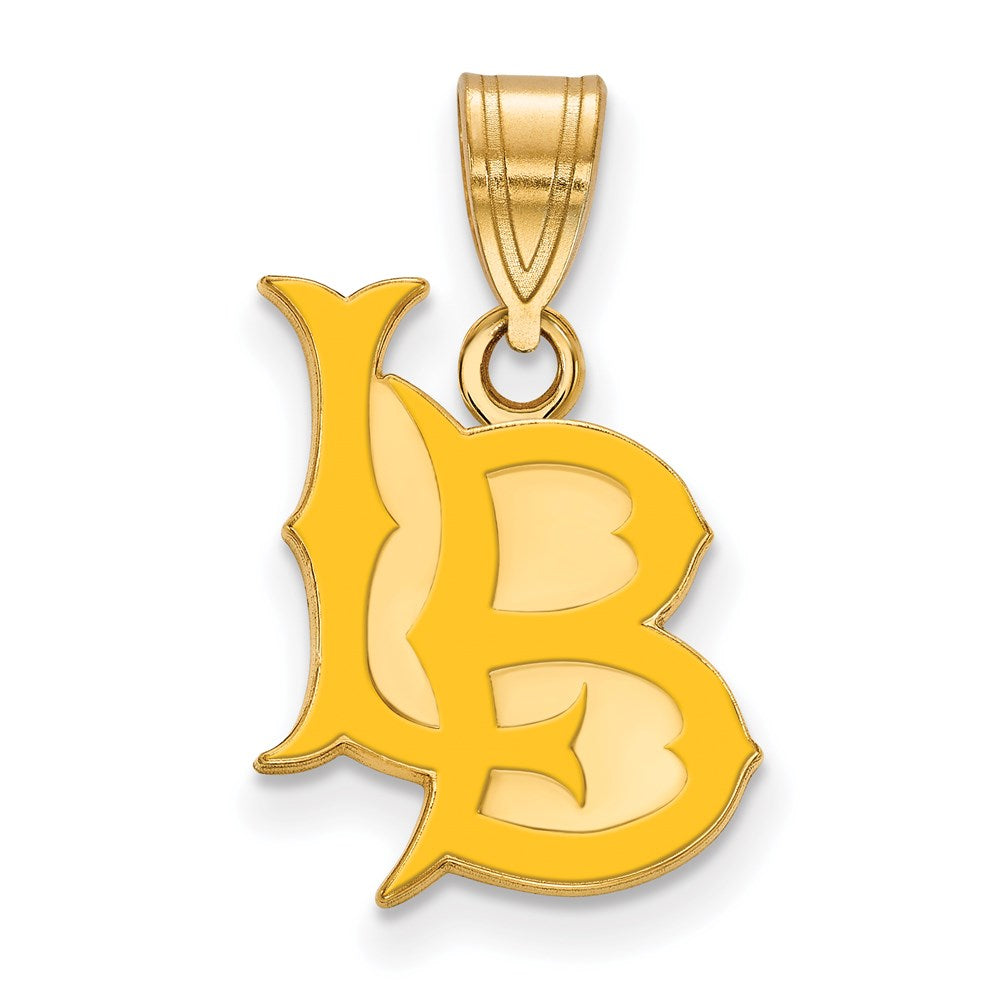 Sterling Silver Gold-plated LogoArt California State University Long Beach L-B Medium Enameled Pendant