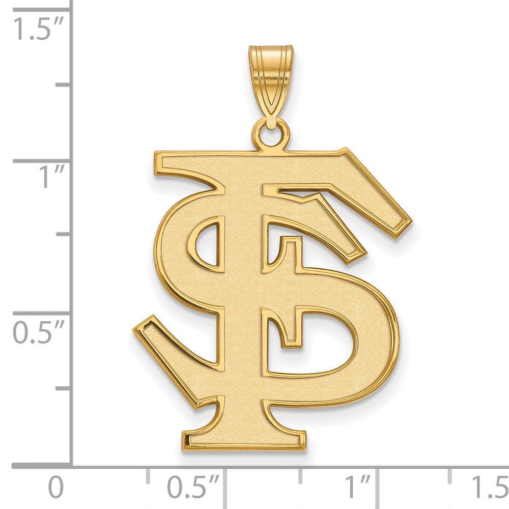 Sterling Silver Gold-plated LogoArt Florida State University F-S Extra Large Pendant