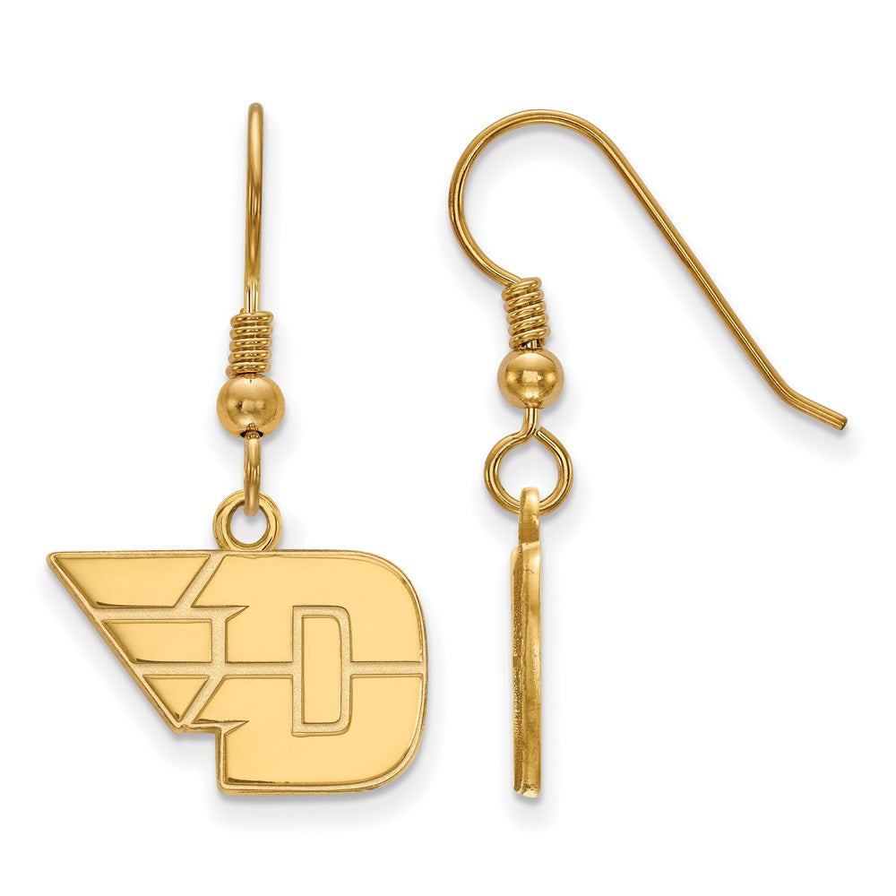 Sterling Silver Gold-plated LogoArt University of Dayton Small Dangle Wire Earrings