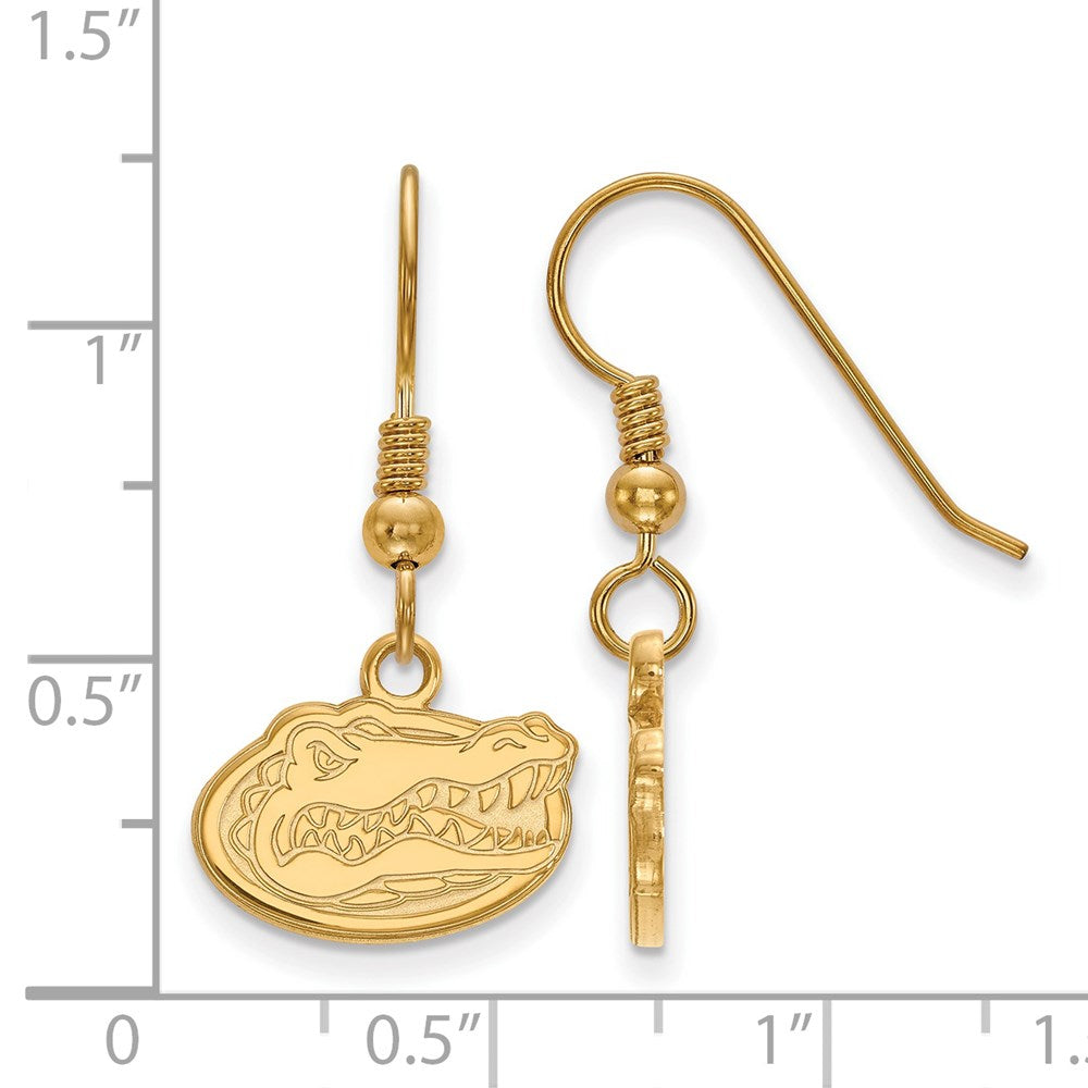 Sterling Silver Gold-plated LogoArt University of Florida Gator Extra Small Dangle Wire Earrings