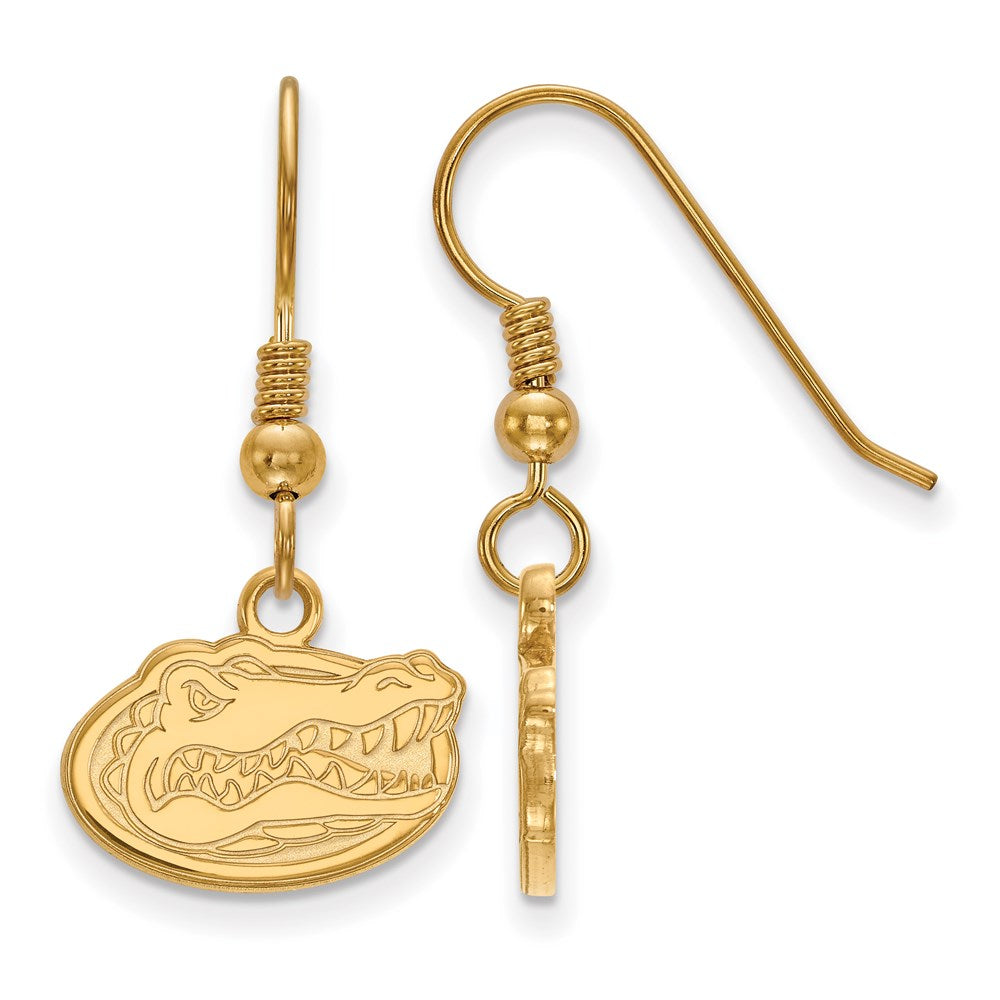 Sterling Silver Gold-plated LogoArt University of Florida Gator Extra Small Dangle Wire Earrings