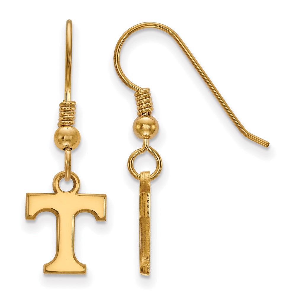 Sterling Silver Gold-plated LogoArt University of Tennessee Letter T Extra Small Dangle Wire Earrings