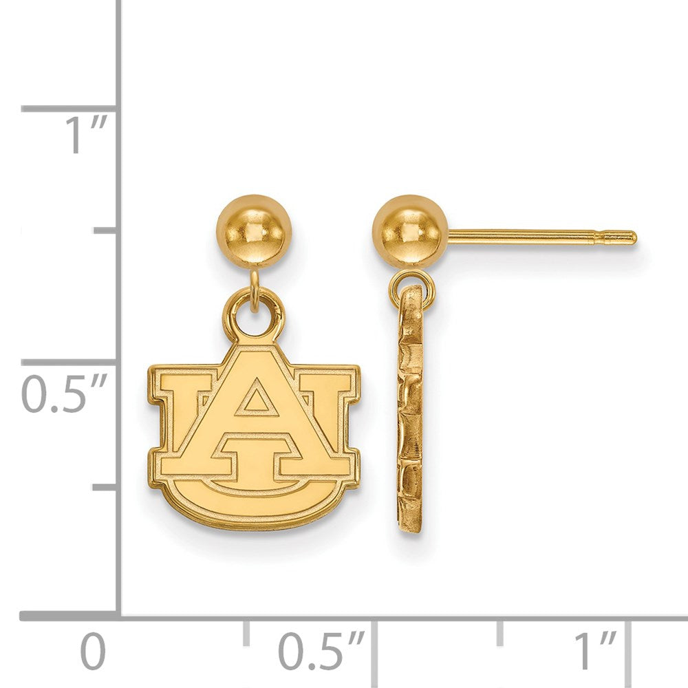 14k Gold Auburn University A-U Dangle Ball Post Earrings