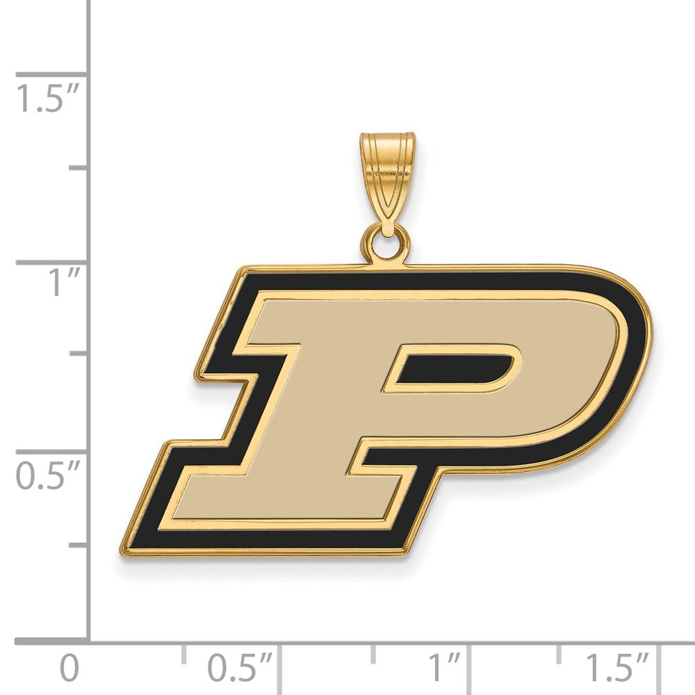 Sterling Silver Gold-plated LogoArt Purdue University Letter P Large Enameled Pendant