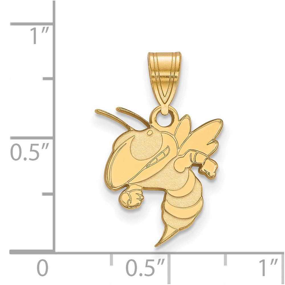 Sterling Silver Gold-plated LogoArt Georgia Institute of Technology Yellow Jacket Medium Pendant