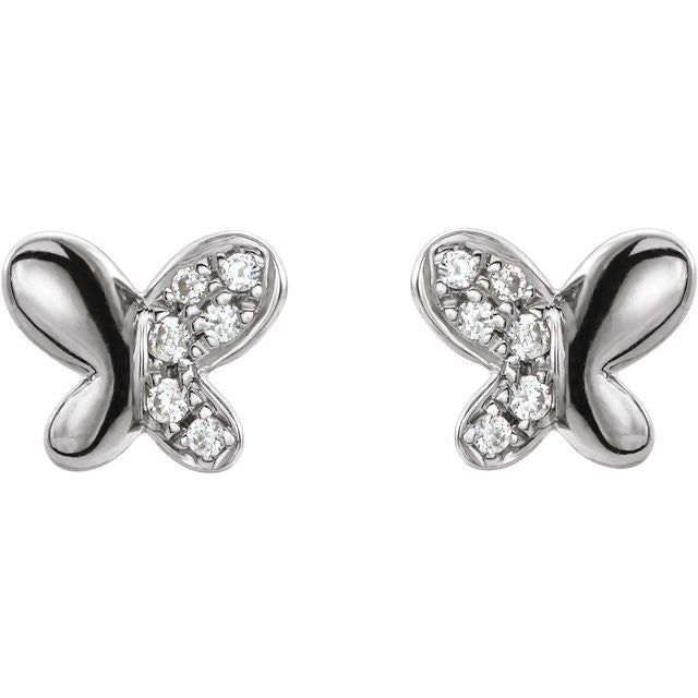 Sterling Silver .04 CTW Diamond Butterfly Earrings 2
