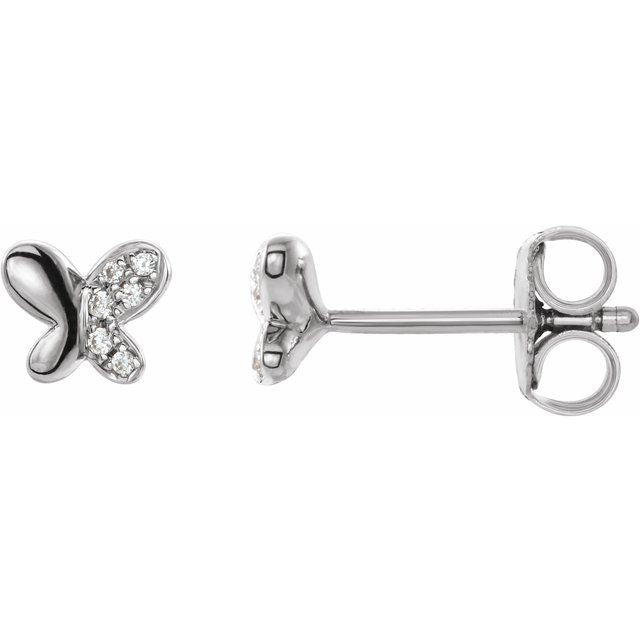 Sterling Silver .04 CTW Diamond Butterfly Earrings 1