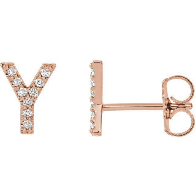 14K Rose .04 CTW Diamond Single Initial Y Earring 1