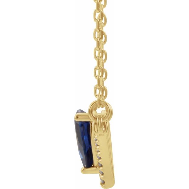 14K Yellow Blue Sapphire & .06 CTW Diamond 18" Necklace 2
