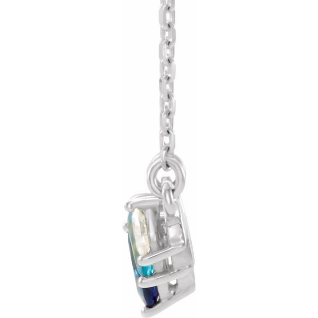14K White Multi-Gemstone & .07 CTW Diamond Curved Bar 18" Necklace 2