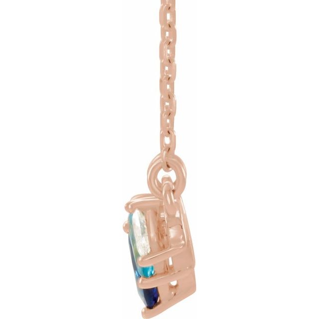 14K Rose Multi-Gemstone & .07 CTW Diamond Curved Bar 18" Necklace 2