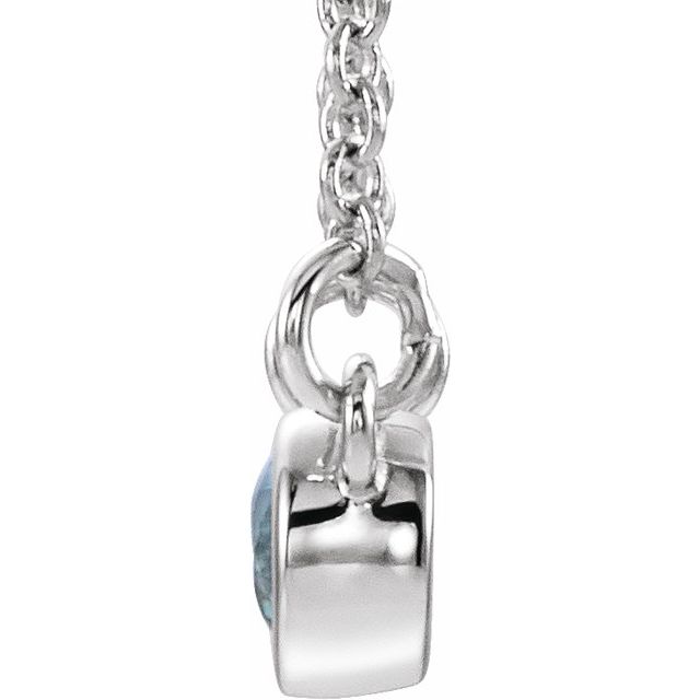 Sterling Silver Blue Zircon & .02 CTW Diamond 18" Necklace 2