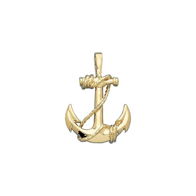 14K Yellow Gold Anchor Pendant