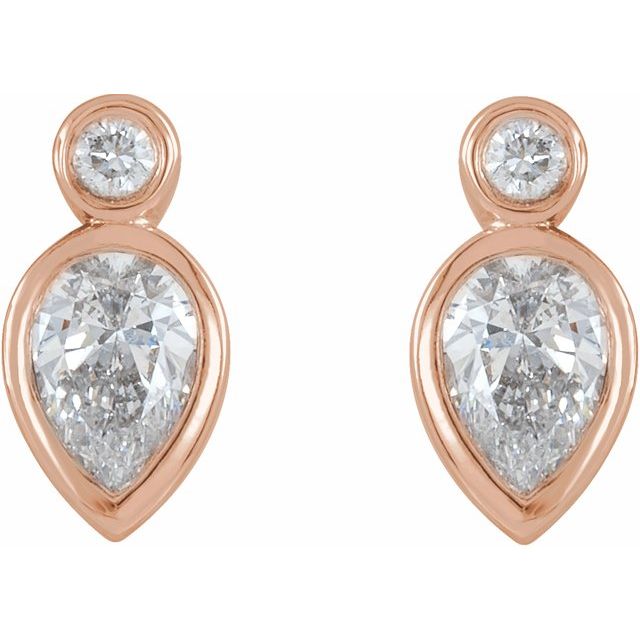 14K Rose 1/3 CTW Diamond Bezel-Set Earrings 2