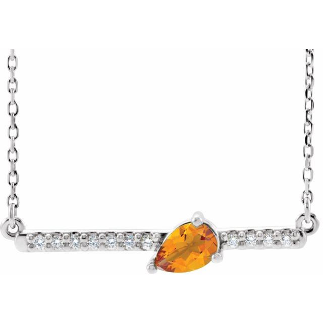 14K White Citrine & 1/10 CTW Diamond 18" Necklace 1