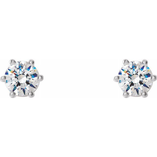 14K White 3.4 mm I2 1/3 CTW Diamond 6-Prong Wire Basket Earrings 2