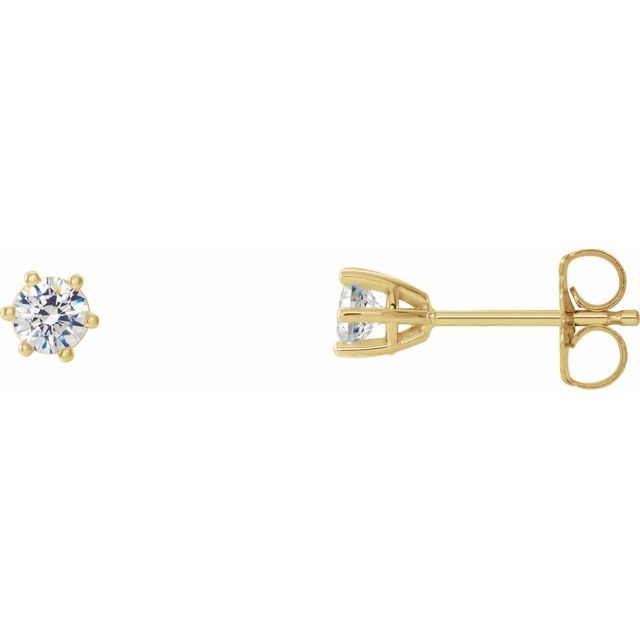 14K Yellow 3 mm SI2-SI3 1/5 CTW Diamond 6-Prong Wire Basket Earrings 1