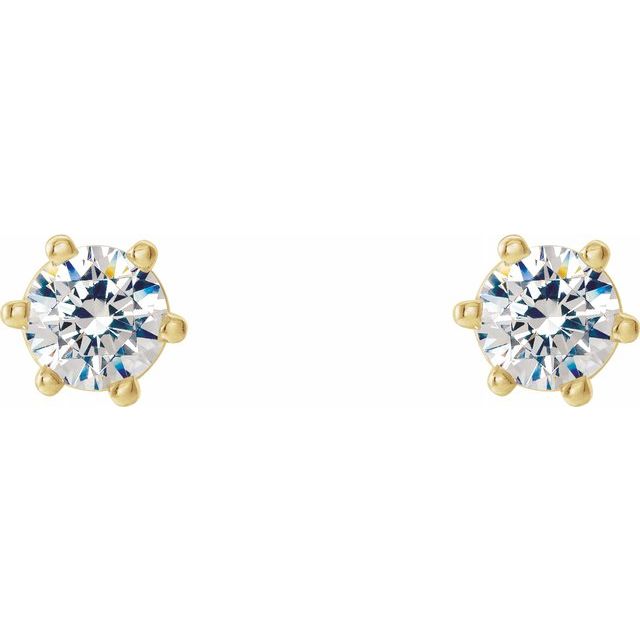 14K Yellow 3 mm SI2-SI3 1/5 CTW Diamond 6-Prong Wire Basket Earrings 2