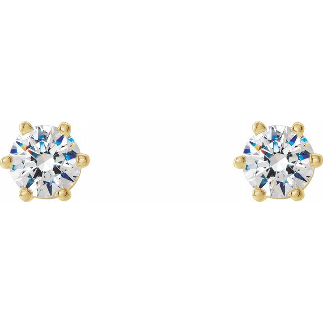 14K Yellow 4 mm SI2-SI3 1/2 CTW Diamond 6-Prong Wire Basket Earrings 2