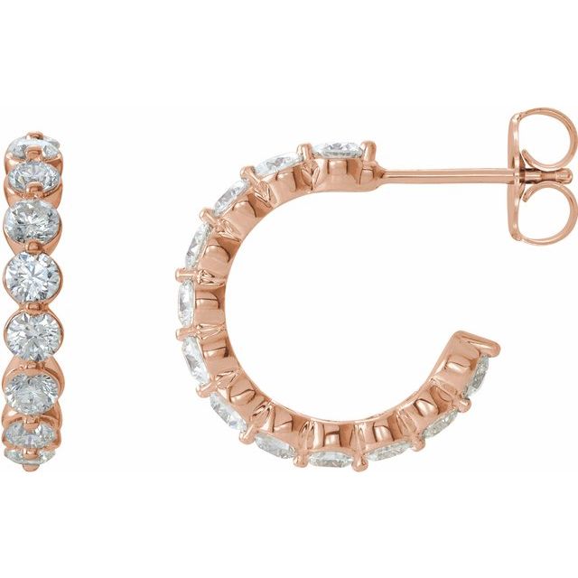 14K Rose 1 3/8 CTW Diamond Hoop Earrings 1