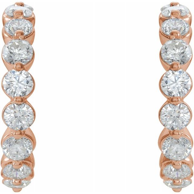 14K Rose 1 3/8 CTW Diamond Hoop Earrings 2