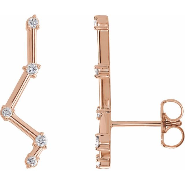 14K Rose 1/10 CTW Diamond Constellation Earring Climbers 1