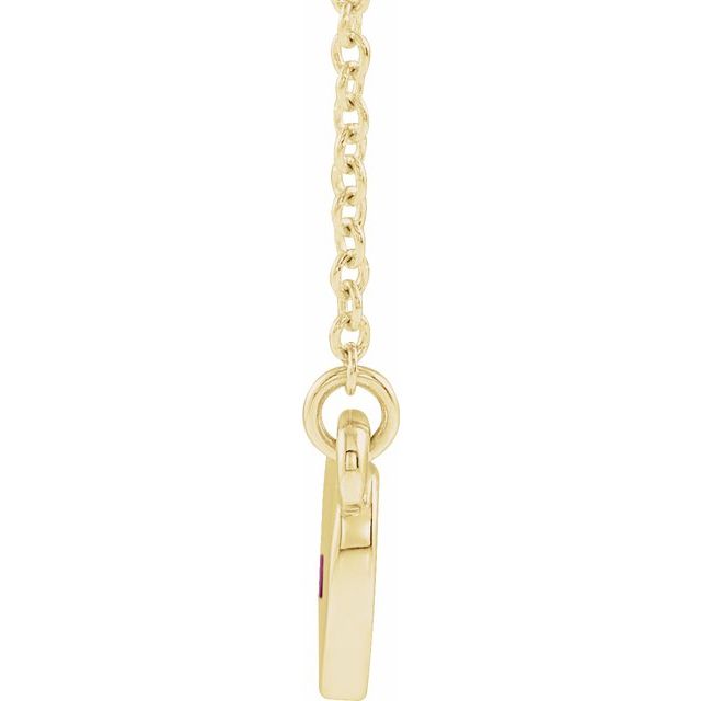 14K Yellow Lab-Grown Ruby Heart 16" Necklace 2