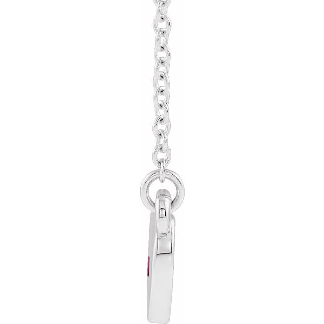 Sterling Silver Lab-Grown Ruby Heart 16" Necklace 2