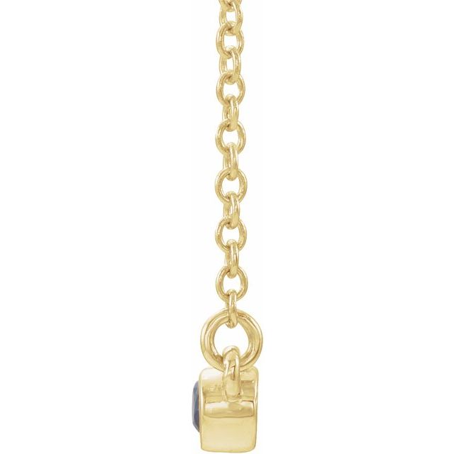 14K Yellow Blue Sapphire Bezel-Set Bar 18" Necklace 2