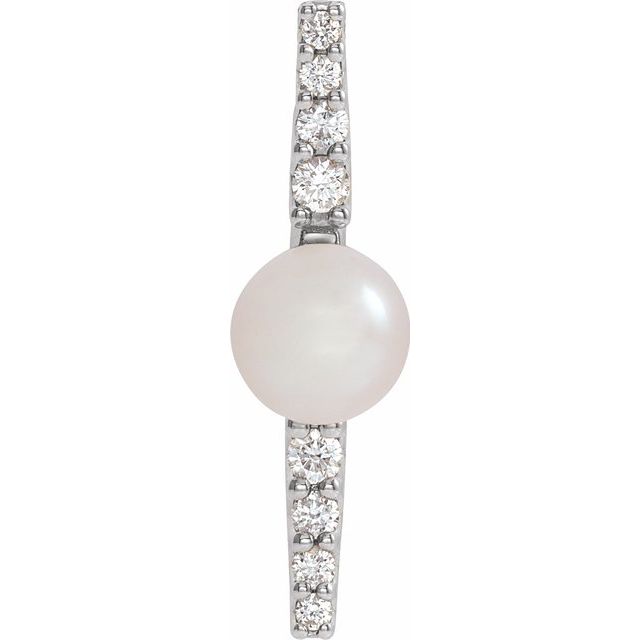 14K White Freshwater Cultural Pearl & 1/6 CTW Diamond Pendant 1