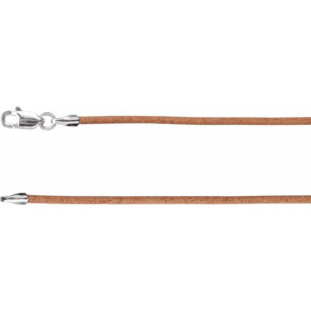 Sterling Silver 1.5 mm Natural Leather 16" Cord 1