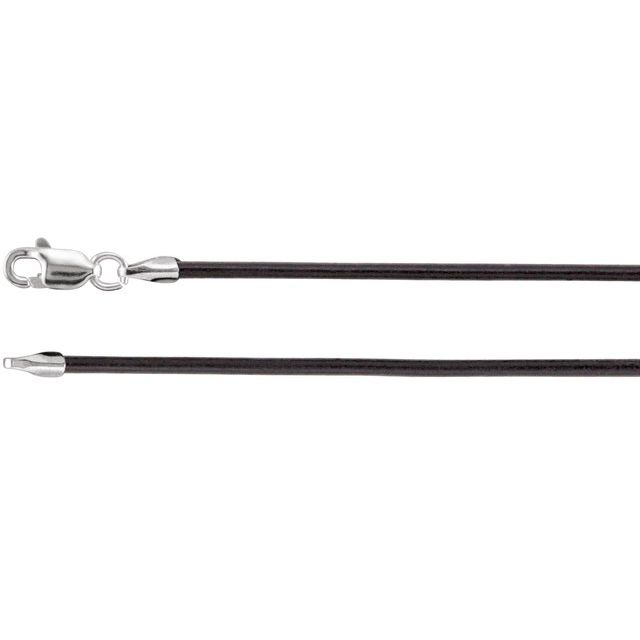 Sterling Silver 1.5 mm Black Leather 20" Cord 1