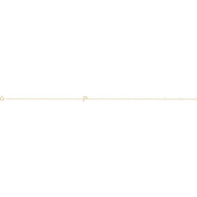 14K Yellow .05 CTW Diamond Initial P 6-7" Bracelet 2