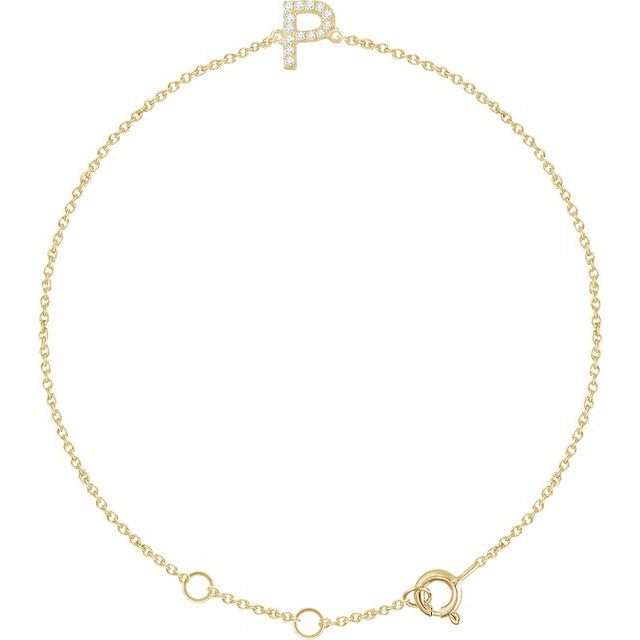 14K Yellow .05 CTW Diamond Initial P 6-7" Bracelet 1