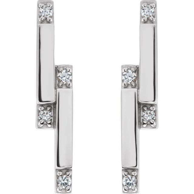 Platinum 1/10 CTW Diamond Bar Earrings 2