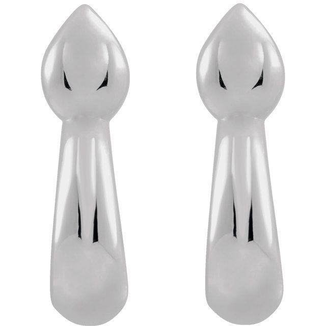 Sterling Silver 10.9x7.7 mm J-Hoop Earrings 2