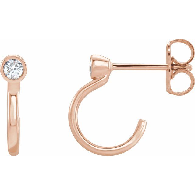14K Rose .06 CTW Diamond Bezel-Set Hoop Earrings 1