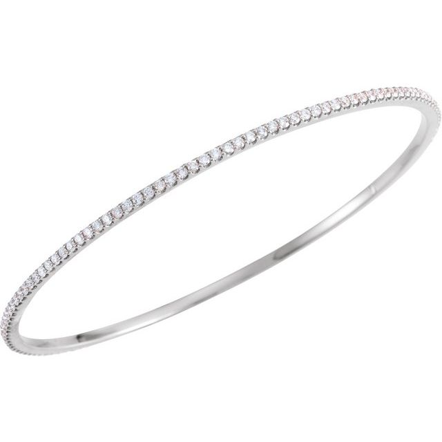 14K White Gold 2 CTW Lab-Grown Diamond Stackable Bangle 8" Bracelet