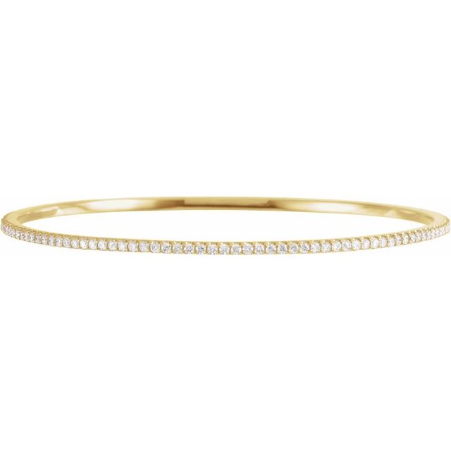 14K Yellow Gold 2 CTW Lab-Grown Diamond Stackable Bangle 8" Bracelet