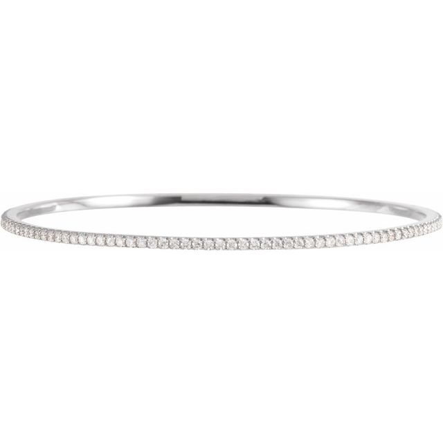 14K White Gold 2 CTW Lab-Grown Diamond Stackable Bangle 8" Bracelet