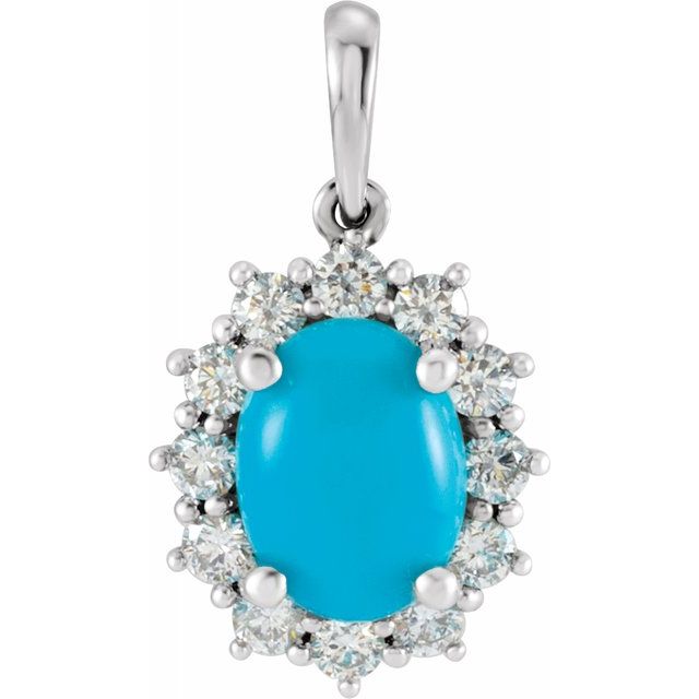 14K White Turquoise & 1/3 CTW Diamond Pendant 1