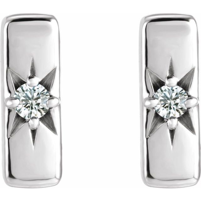 14K White Gold .07 CTW Lab-Grown Diamond Starburst Bar Earrings