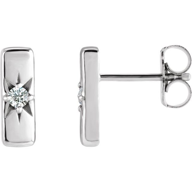 14K White Gold .07 CTW Lab-Grown Diamond Starburst Bar Earrings