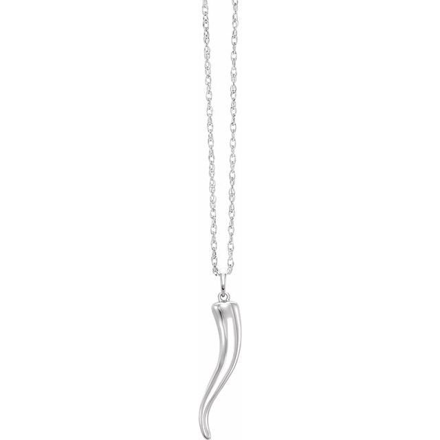 Sterling Silver 21.75 x 4.2 mm Italian Horn 16-18" Necklace 1