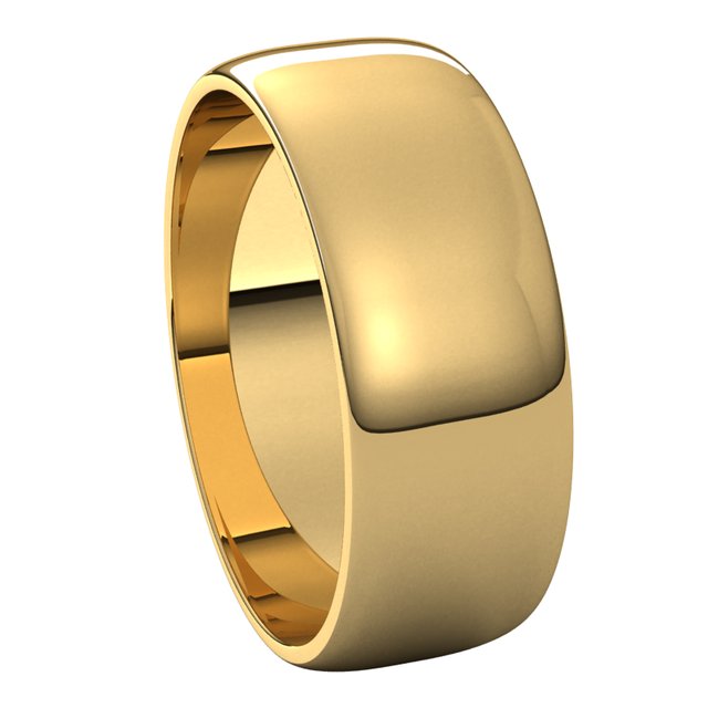 18K Yellow Gold 7 mm Half Round Light Wedding Band 6