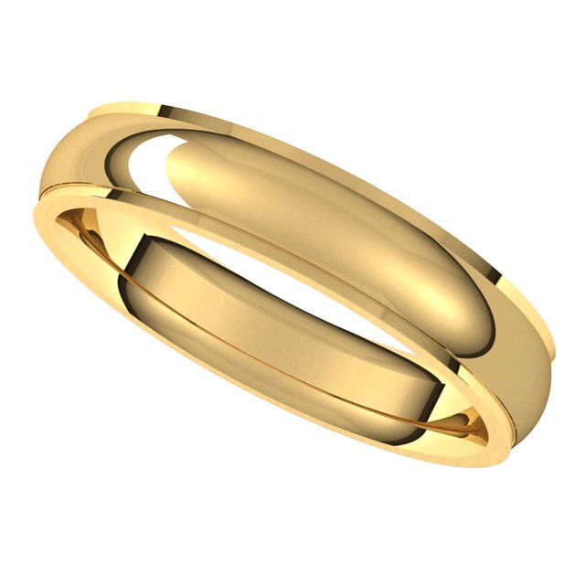 10K Yellow Gold 4 mm Half Round Edge Comfort Fit Wedding Band 5