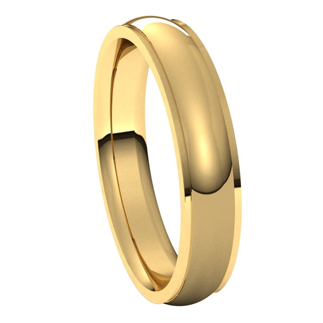 10K Yellow Gold 4 mm Half Round Edge Comfort Fit Wedding Band 6