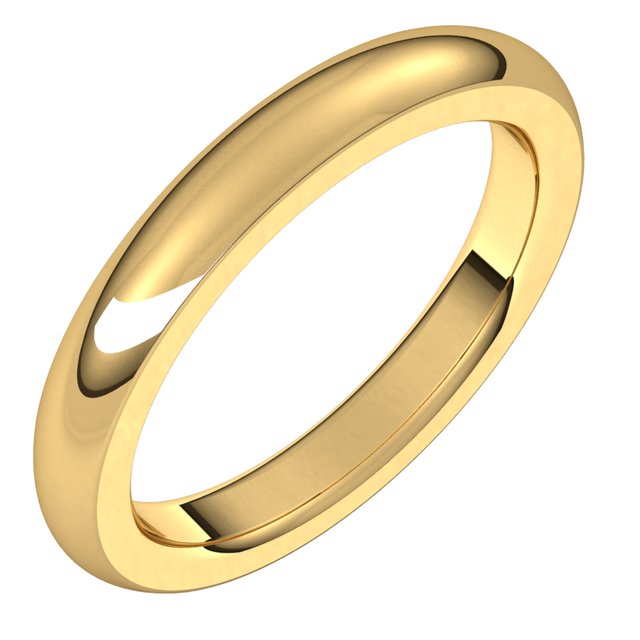 14K Yellow Gold 3 mm Half Round Comfort Fit Heavy Wedding Band 1