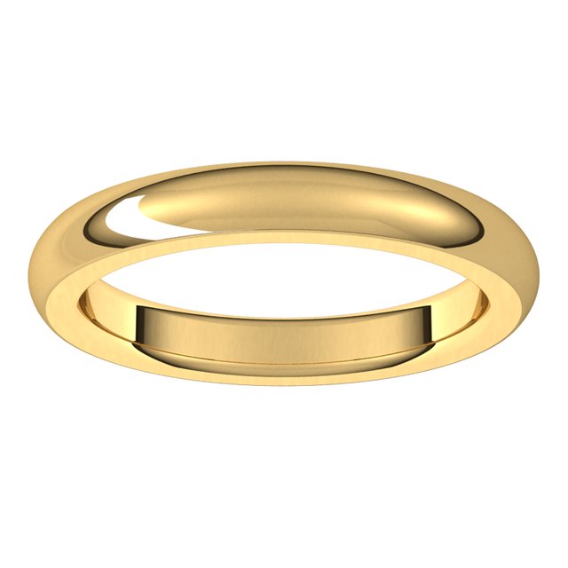 14K Yellow Gold 3 mm Half Round Comfort Fit Heavy Wedding Band 3
